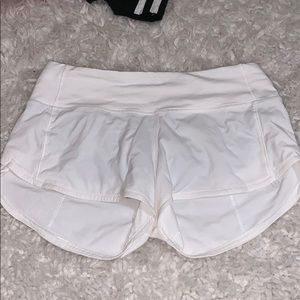 White lululemon speed shorts